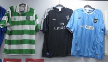 Football Shirts - Glasgow Celtic Umbro home - appears to be large, Chelsea Umbro black away