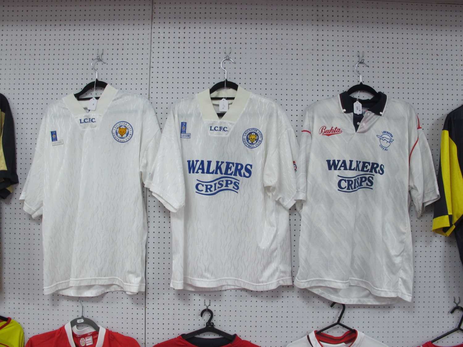 Leicester City Fox Leisure White Away Shirt with 'Walkers Crisps' Logo, and football league arm
