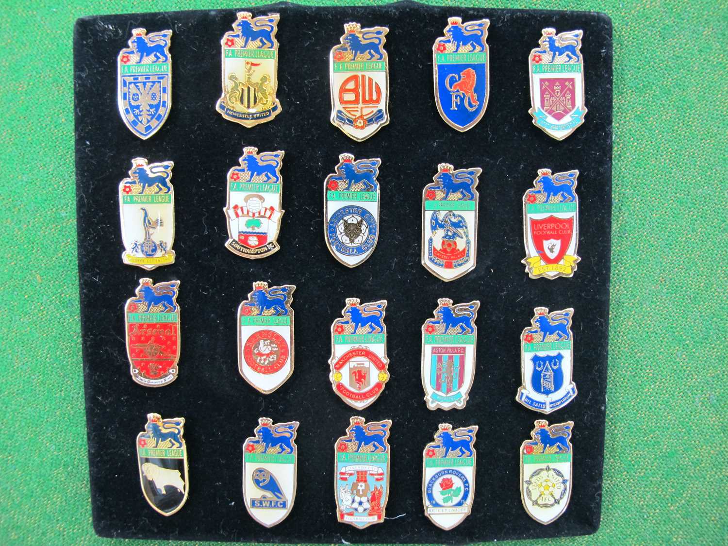 Lapel Badges, from each of the twenty teams competing in The F.A Premier League 1997-8 season.