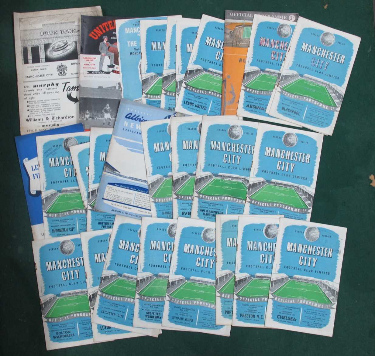 Manchester City 1957-8 Programmes, including v. Manchester United home and away, Hibernian (29)