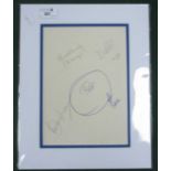 Autographs - Bobby Moore, Matt Busby and Eusebio in pencil, and Pele in blue ink (all unverified),