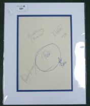 Autographs - Bobby Moore, Matt Busby and Eusebio in pencil, and Pele in blue ink (all unverified),