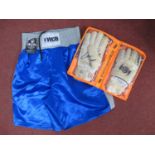 Geroge Long Autographed Selsport Goalkeeper Gloves (unverified). UWBC boxing shorts, bearing two