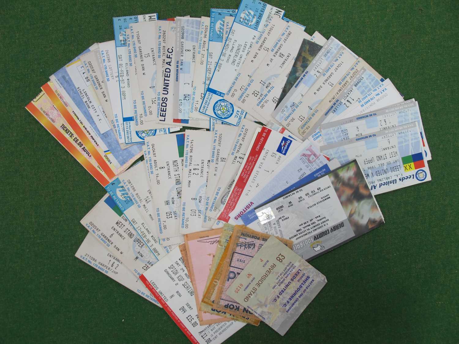 Leeds United Tickets, mainly 1996-99 Homes, including 96-7 v. Chelsea (x 2), Manchester United, 98-9