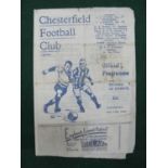 1945-6 Chesterfield v. Sheffield United, four-page programme, dated October 13th 1945 (creased).