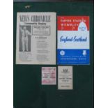 1938 England v. Scotland Football Ticket, Programme (rusty staple removed), song sheet, together