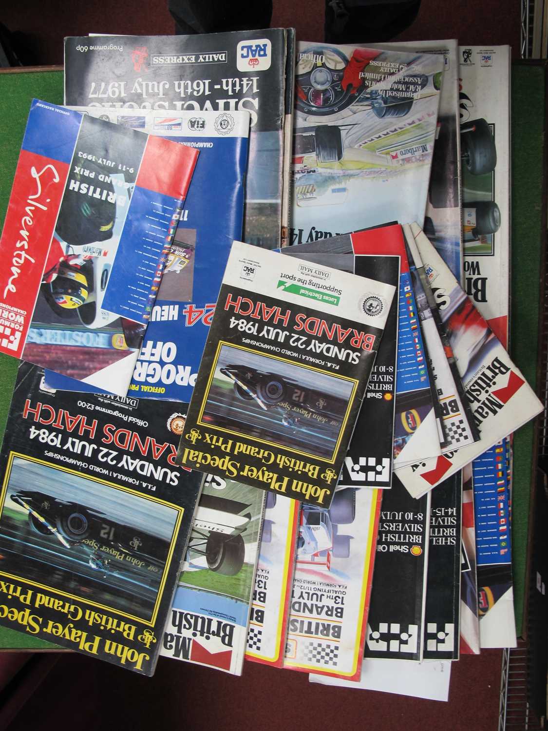 Motor Sports, British Grand Prix complete run of programmes 1977 to 1991, 1993. eleven score