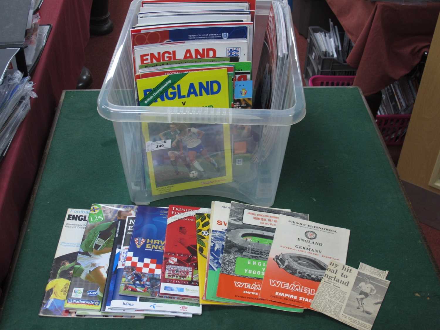 England Home and Away Football Programmes, mainly 1960s and later, but earlier noticed, over forty