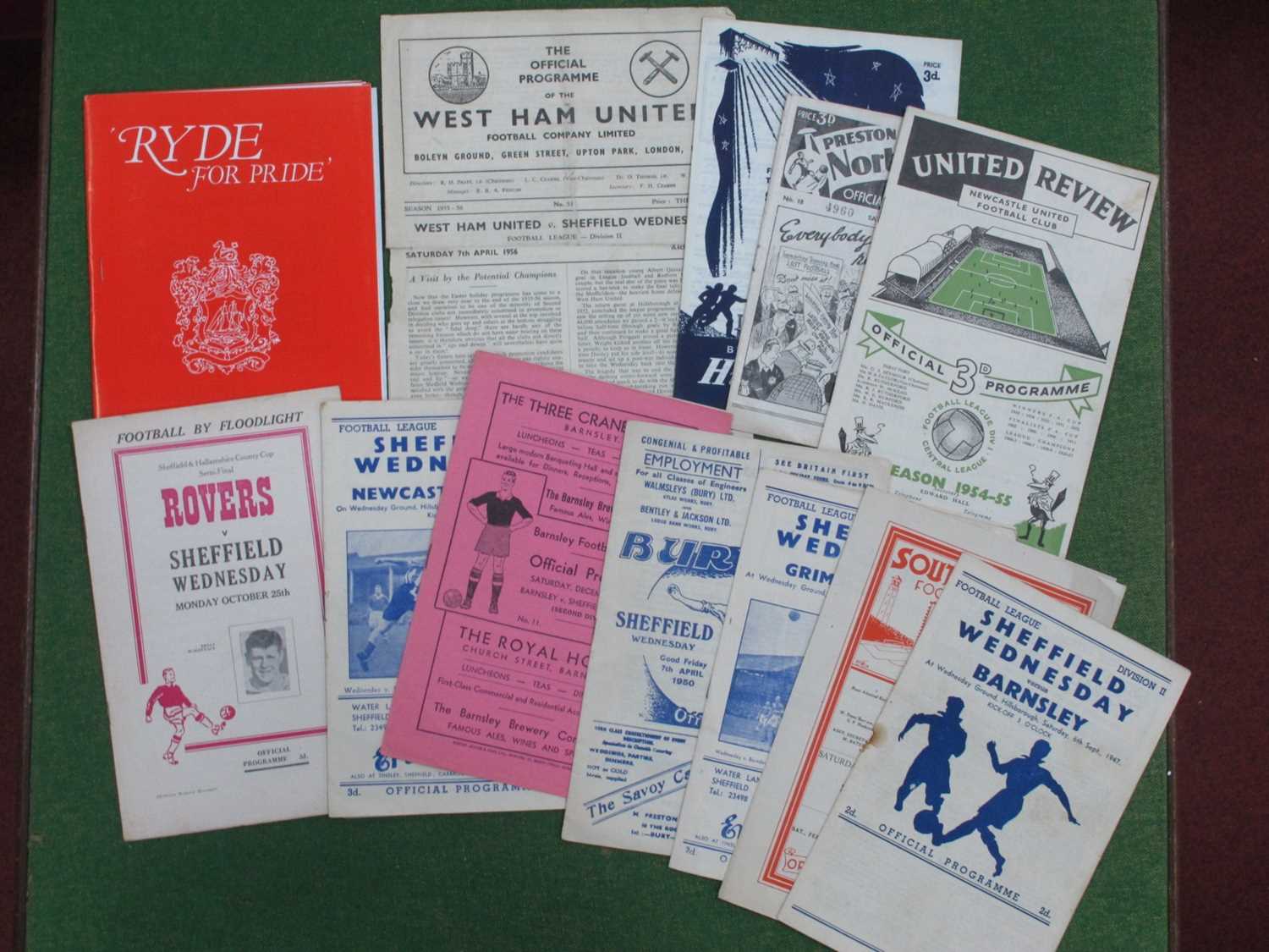 Sheffield Wednesday Programmes, 1947-8 v. Barnsley (rusty staple absent), 48-9 away at