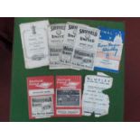 Sheffield United Home Programmes, 1947-8 (torn) and 48-9 v. Aston Villa.48-9 Newcastle (grubby) 52-3