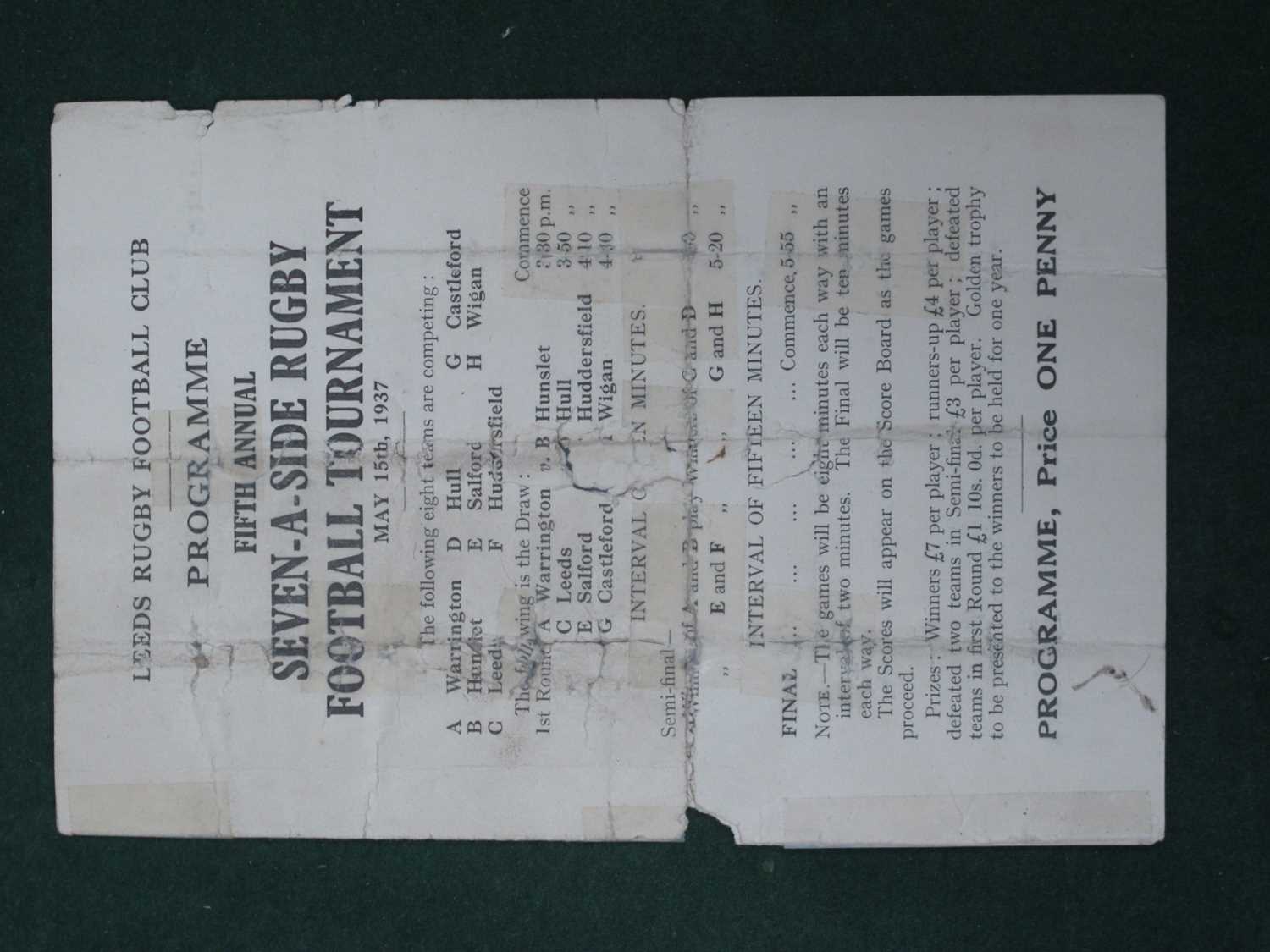 Rugby League Programmes, 1948 Belle Vue v. Swinton, 1937 Seven-A-Side at Leeds, 1951 Wales v. New - Image 4 of 4