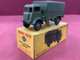 Dinky Toys No 623 Army Covered Wagon, excellent, boxed, slight rubbing/staining to box.