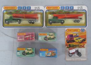 Seven Matchbox Diecast Model Vehicles comprising of #TP-25 Articulated Pipe Trailer Lorry (2), 1-