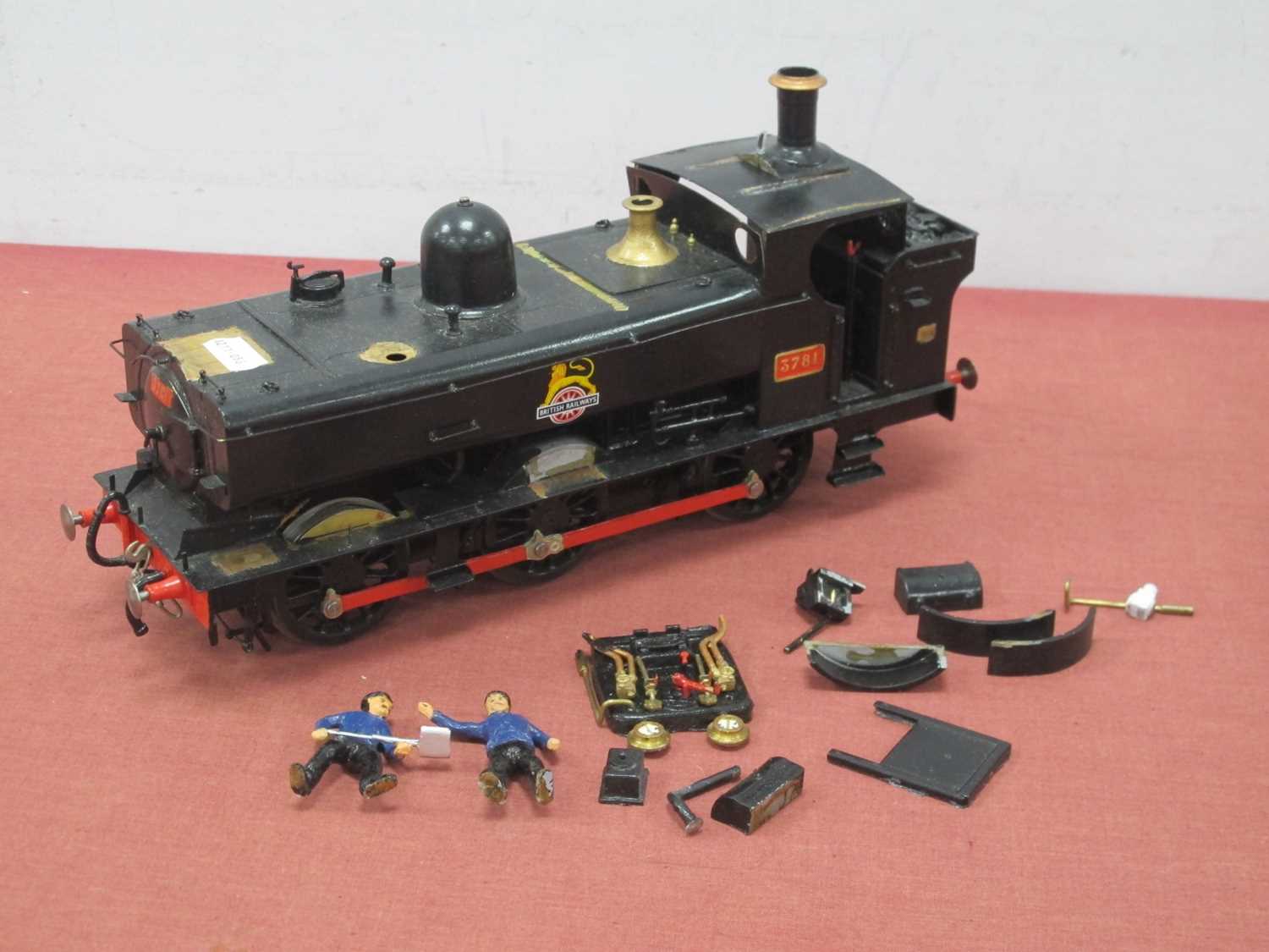 A Gauge One/10mm Class 57xx 0-6-0 Brass Kit Built Pannier Tank Steam Locomotive, BR black with R/