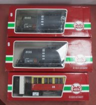 Three L.G.B "G" Gauge Boxed Items of Rolling Stock, comprising two Ref No 40830 "RHB" 8140 tank