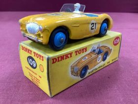 Dinky Toys No 109 Austin Healey100 Sports yellow, overall good plus, some rubbing to transfers and