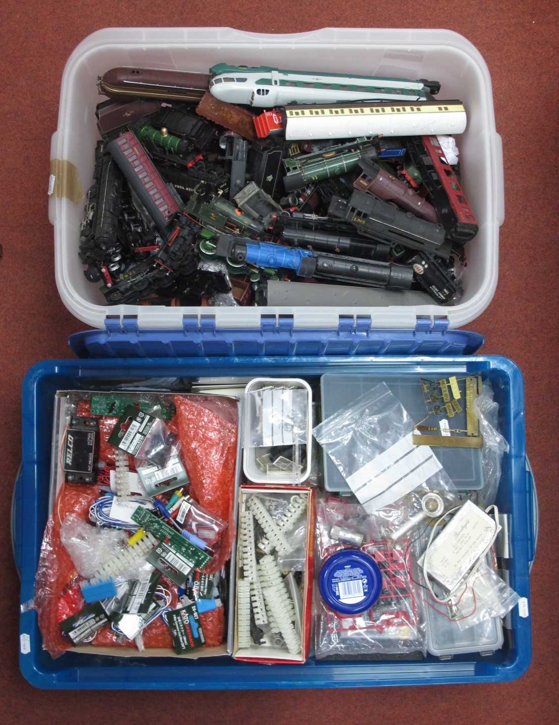 Two Plastic Tubs Containing a Variety of Items Sourced from Various Modellers (mainly 4mm) Workshop,