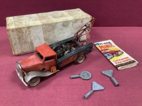 A Pre-War Minic Clockwork Recovery Crane Lorry, original catalogue and keys, all with signs of