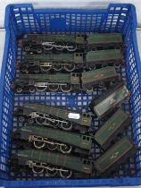 Six Hornby Dublo 'OO' Gauge/4mm Unboxed BR Green Steam Tender Locomotives, comprising three 3 rail