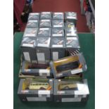 Twenty Corgi Diecast Model Buses and Commercial Vehicles, Mostly Bedford Type OB Coaches, boxed.