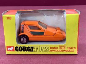 Corgi Toys No 389 Reliant Bond Bug 700ES, orange, overall very good, one or two minor chips to