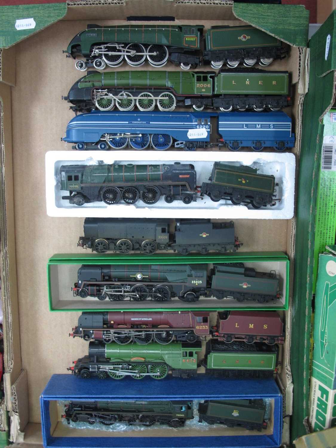 Nine 'OO'Gauge/4mm Steam Tender Locomotives for Spares or Repair, comprising Trix A4 - wired
