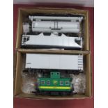 Four Bachnmann "G" Gauge Unboxed Items of Rolling Stock, comprising two unpainted hoppers, an