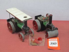 Two Mamod Live Steam Models, a TE1a traction engine and a SR1a steam roller, both playworn, parts