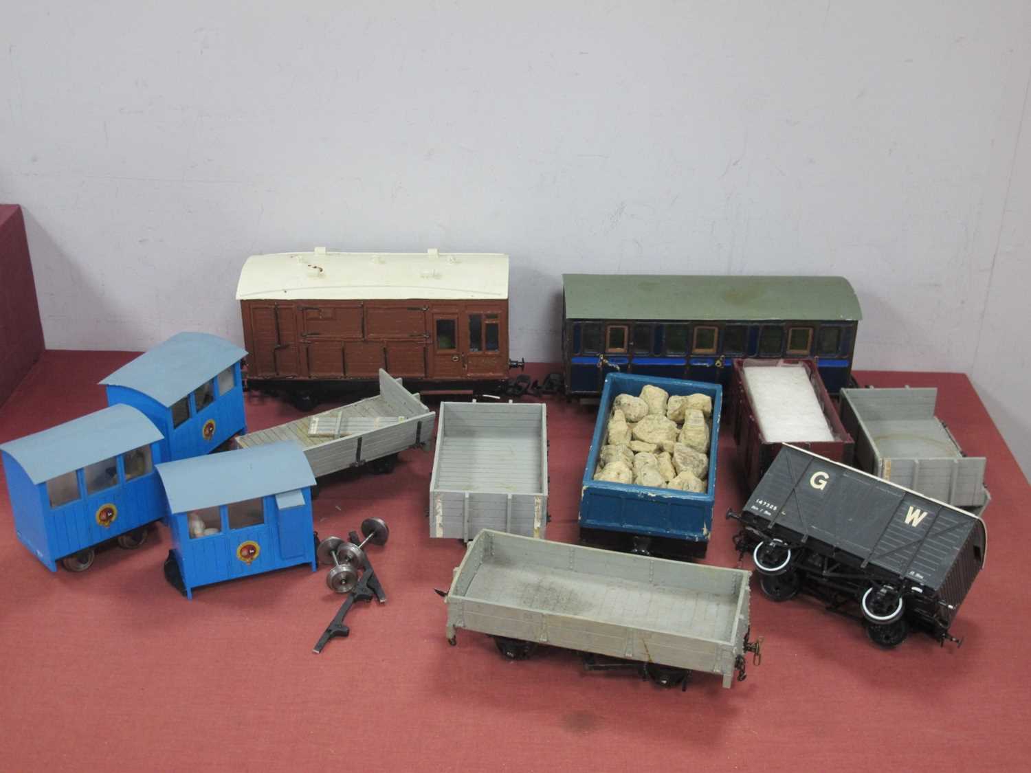 Thirteen "G" Gauge Kit/Scratch Built Items of Rolling stock, mainly wood construction consisting