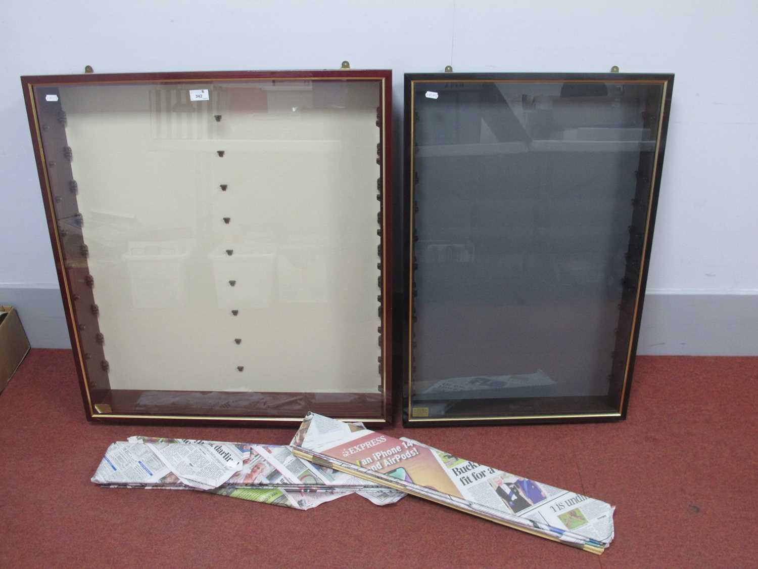 Two Glazed Wall Mounted Display Cabinets suitable for displaying diecast model vehicles, the largest