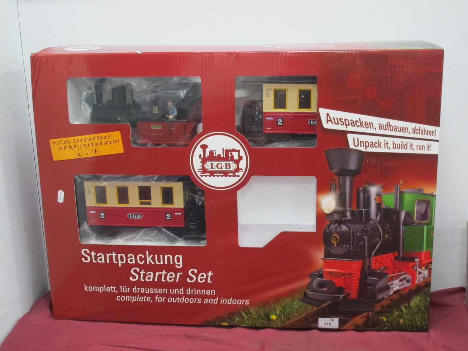 A L.G.B "G" Gauge Ref No 78302 Boxed Passenger Train Starter Set, comprising a 0-4-0 tank steam