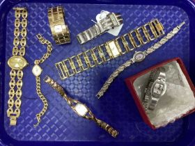 Assorted Modern Ladies Wristwatches, including Seksy, DKNY, Marcel Drucker, Tissot etc :- One Tray