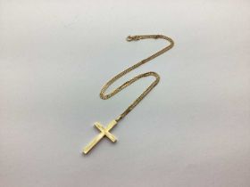 A 9ct Gold Cross Pendant, on a 9ct gold chain (3.9grams).