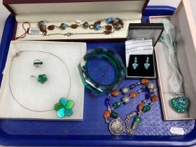 A Pair of Arizona Sleeping Beauty Turquoise Natural Cambodian Zircon Enamel Drop Earrings,