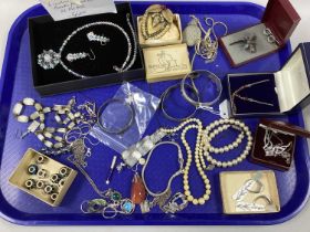 Assorted Costume Jewellery, including imitation pearls, bangles, necklace and drop earrings, further