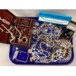 Assorted Costume Jewellery, including modern bracelets, assorted beads, antique Mason & Whitehead
