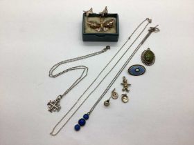 David Andersen; A c.Early XX Century Enamel Brooch, highligjted in apel blue and white (stamped