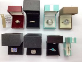 Modern TGGC, QVC and Other "925" Dress Rings, including clusters, half eternity style, etc. (8)
