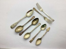 Hallmarked Silver Small Forks, assorted teaspoons.