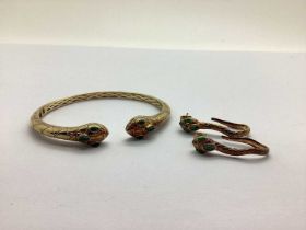 The Jewellery Channel; Sundays Child, A Hallmarked Silver Gilt Tone Hinged Serpent Bangle, the