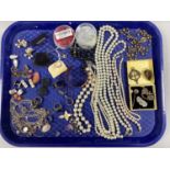 Vintage and Later Costume Jewellery, including imitation pearls, Mizpah brooches, dress rings,