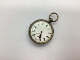 An Openface Pocket Watch, the white dial with black Roman numerals and seconds subsidiary dial,