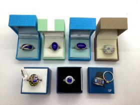 Modern QVC, TJC and Other "925" Dress Rings, including cluster style, polished headstone, enamel