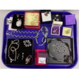 Assorted Costume Jewellery, including creole and hoop earrings stamped "375", T-bar, brooches,