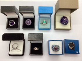 Modern QVC, TJC and Other "925" Dress Rings, including clusters, collet set, dome style, etc,