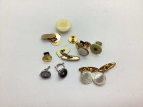 A 9ct Gold Cufflink, (odd) (2grams); together with further cufflinks, etc.