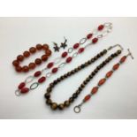 A Small Selection of Modern Costume Jewellery, including a faceted graduated bead necklace, a