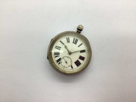 A Chester Hallmarked Silver Cased Openface Pocket Watch, the white dial with bold black Roman