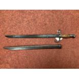 WWII Imperial Japanese ArisakeType Bayonet and Scabbard, bayonet manufacturer mark represents Kokura
