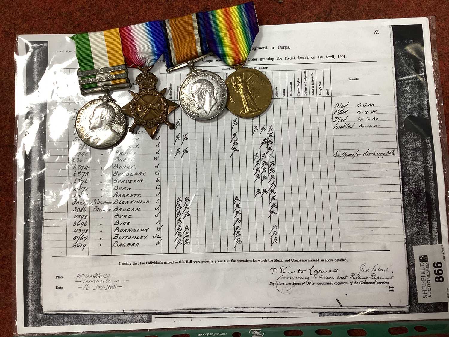 Edward VII Kings South Africa Medal, with two clasps South Africa 1901 and 1902, awarded to 6375 PTE